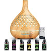 DOCOO Difusor de Aromas- 400ML Humidificador Aromaterapia con 6 Botellas de Aceite Esencial 100% Puro- 7 Luces LED de…